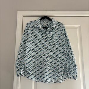 Liz Claiborne Women’s Blue Bird Patterned Cotton Shirt